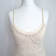 Load image into Gallery viewer, Zara Lace Midi Dress Small Embroidered Cream Slip A Line Fit &amp; Flare Strappy
