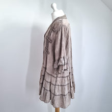 Load image into Gallery viewer, Made in Italy Tunic Top Taupe Brown 100% Cotton Blouse Button One Size Tiered
