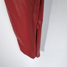Load image into Gallery viewer, Zara Faux Leather Trousers Large Dark Red Skinny Ankle Zip High Rise Pockets
