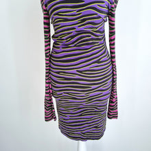 Load image into Gallery viewer, House of Holland Dress Bodycon Multicoloured Zebra Animal Print Long Sleeves 10
