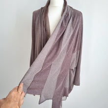 Load image into Gallery viewer, Lily J Waterfall Cardigan Brown Tulle Detail Jersey Cotton Blend Casual S M
