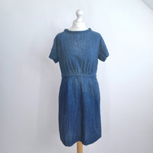 Load image into Gallery viewer, COS Denim Dress Shift 12 Dark Blue 100% Cotton Pockets Work Knee Length Office
