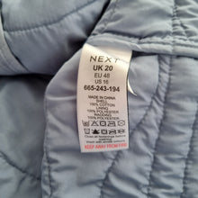 Load image into Gallery viewer, Next Quilted Padded Jacket UK 20 Light Blue 100% Cotton Coat Boxy Pockets Zip
