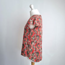 Load image into Gallery viewer, Nomads Floral Tunic Top UK 10 100% Cotton Red Green Boho Summer Blouse Indian
