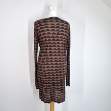 Load image into Gallery viewer, Marimekko T-shirt Dress Brown Medium Geometric Print Long Sleeves Modal Casual
