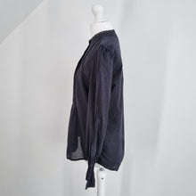 Load image into Gallery viewer, ME+EM Blouse Black Lace Detail Mock Neck Victoriana Long Sleeves Gothic Cotton 8
