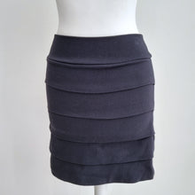 Load image into Gallery viewer, Ganni Mini Skirt Bandage Bodycon Stretch Tiered Short Dark Blue Party Club XS
