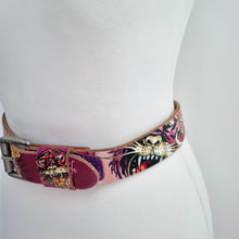 Load image into Gallery viewer, Vintage Ed Hardy Belt Y2K Genuine Leather Tiger Floral Waist Multicoloured Small
