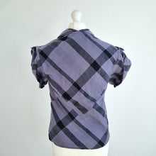 Load image into Gallery viewer, AllSaints Cupid Top Blouse Check Plaid Grey Draped Y2K Grunge 100% Cotton 14
