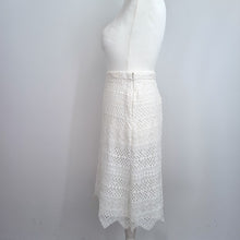 Load image into Gallery viewer, M&amp;S Per Una Skirt Lace UK 22 Ivory White Straight Knee Lined Party Scalloped
