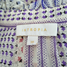 Load image into Gallery viewer, Hoss Intropia Blouse 100% Silk Frilly Mock Neck Ditsy Floral Lilac Chiffon UK 8
