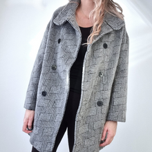 Load image into Gallery viewer, Kenzo Paris Coat Wool Mohair Grey Textured Peacoat Oversized Lined 8 10 12
