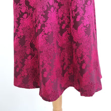 Load image into Gallery viewer, Vintage Monsoon Skirt Jacquard Satin Oriental Burgundy Pink A Line Knee 12 14
