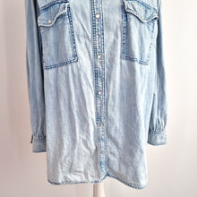 Load image into Gallery viewer, Next Denim Shirt Tunic XXL Light Blue Wash Longline Pearl Snap 100% Cotton Jean
