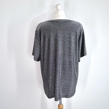 Load image into Gallery viewer, Hush Sparkly T-shirt Star Print Silver Grey Top Shoulder Pads Party Medium
