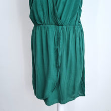 Load image into Gallery viewer, Soaked In Luxury Dress Green Faux Wrap Small Sleeveless Elastic Waist Casual
