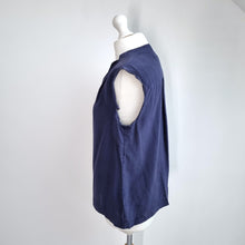 Load image into Gallery viewer, LK Benett 100% Silk Top UK 12 Navy Blue Sleeveless Blouse Tank Work Office Chic
