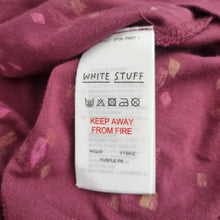 Load image into Gallery viewer, White Stuff Dress Pockets UK 14 Purple Burgundy Jersey Casual Print Long Sleeves
