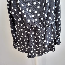 Load image into Gallery viewer, Joe Browns Blouse Polka Dot Plus Size 24 Black Smock Peplum Top Wrap Long Sleeve
