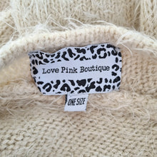 Load image into Gallery viewer, Y2K Fuzzy Knit Dress Cream Open Back Tie Bodycon One Size Boutique Jumper Winter
