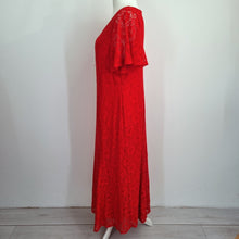 Load image into Gallery viewer, Joanna Hope Lace Dress Red UK 20 Maxi Lined Christmas Party Floral Short Sleeves
