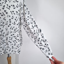 Load image into Gallery viewer, Musical Notes Print Shirt XXL White 100% Cotton Button Up E&amp;D Novelty Blouse
