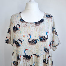 Load image into Gallery viewer, Swan Print Midi Dress Pockets WeiWei Lagenlook Cotton Viscose Casual One Size
