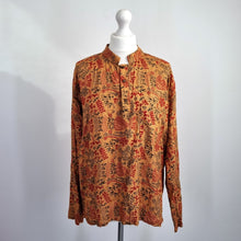 Load image into Gallery viewer, Handmade Indian Block Print Tunic Top Medium Natural Dye Cotton Boho Long Sleeve
