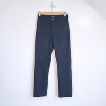 Load image into Gallery viewer, NYDJ Jeans Black Straight Leg Slimming Stretch Mid Rise Pockets UK10 US6 Petite
