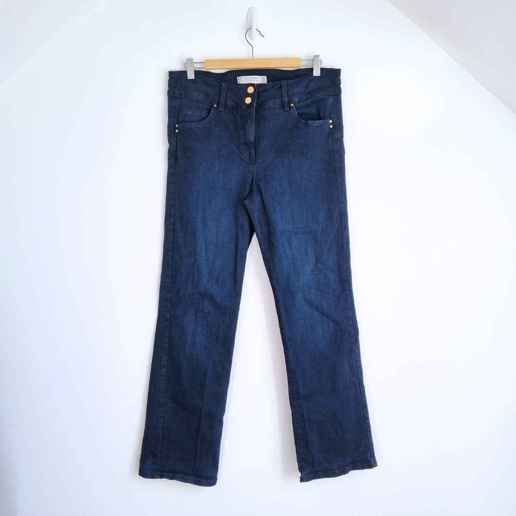 Next Lift Slim Shape Jeans Bootcut Dark Indigo Blue High Rise Stretch 18 Regular