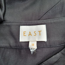 Load image into Gallery viewer, East Satin Maxi Skirt Black UK 18 Panelled Scalloped Hem Fit &amp; Flare Viscose
