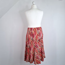 Load image into Gallery viewer, Per Una Midi Skirt 100% Linen A Line M&amp;S Leaf Print Flare Multicoloured Size 16
