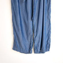 Load image into Gallery viewer, Sandwich Paper Bag Jeans Chambray Denim Blue Belted High Rise Wide Leg UK 8 EU36
