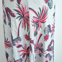 Load image into Gallery viewer, Brora Midi Skirt Pineapple 100% Linen A Line Flare Print Tropical Grey Summer 14
