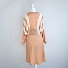 Load image into Gallery viewer, Vintage Knitted Dress Midi Long Sleeves Pink Blouson Drop Waist Batwing 6 8
