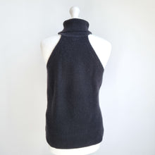 Load image into Gallery viewer, Reiss Sleeveless Jumper Cashmere Wool Knit Black Roll Neck Ribbed TopLarge
