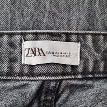 Load image into Gallery viewer, Zara Jeans Straight Leg Black Acid Wash Stonewashed Wide High Rise Denim 18
