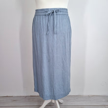 Load image into Gallery viewer, JD Williams Midi Skirt UK 30 Linen Blend Pockets Blue A Line Elasticated Waist
