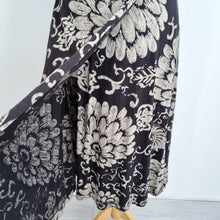 Load image into Gallery viewer, Lucky Brand Wrap Dress Jersey Large Floral Print Black Cotton Modal Casual Day
