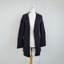 Load image into Gallery viewer, Peruvian Connection Cardigan Alpaca Pima Cotton Black Fluffy Buttons Knit Medium
