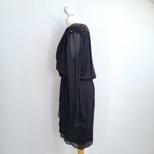 Load image into Gallery viewer, Day Birger et Mikkelsen Dress Black 12 Sequin Shoulders Faux Wrap Cocktail Work
