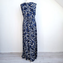 Load image into Gallery viewer, Joe Browns Maxi Dress Jersey Navy Blue Floral Leaf Print Stretch Summer Size 16
