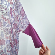 Load image into Gallery viewer, Nila Rubia Beach Coverup Dress Chiffon Sheer Kaftan Tunic Purple Floral One Size
