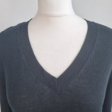 Load image into Gallery viewer, Marks &amp; Spencer Jumper 100% Fine Merino Wool V Neck Black Fitted Knit Large
