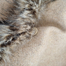 Load image into Gallery viewer, M&amp;S Duffle Coat Camel UK 14 Faux Fur Hooded Toggle Winter Coat Caramel Lined
