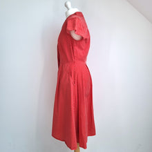 Load image into Gallery viewer, Laura Ashley Dress Red Polka Dot Pockets Button Down Cotton Lined Retro 50s 12
