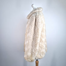 Load image into Gallery viewer, M&amp;S Faux Fur Coat Per Una Jacket Cream Beige Lined Hook &amp; Eye Evening Medium
