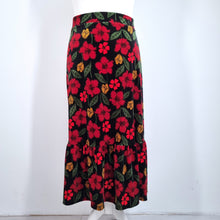 Load image into Gallery viewer, Seasalt Cornwall Velvet Skirt UK 20 Wildflower Print Maxi Black Red Christmas
