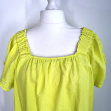 Load image into Gallery viewer, Next 100% Linen Dress UK 18 Neon Lime Yellow Smock Pockets Casual Short Sleeves
