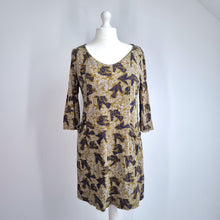Load image into Gallery viewer, White Stuff Tunic Dress Size 16 Bird Print Jersey 100% Cotton Green Pockets Mini
